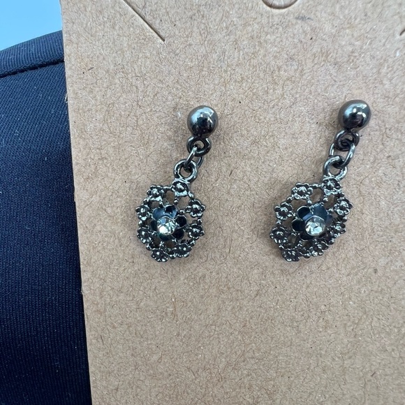 VCLM black bead and rhinestones necklace with matching earrings - Picture 8 of 11